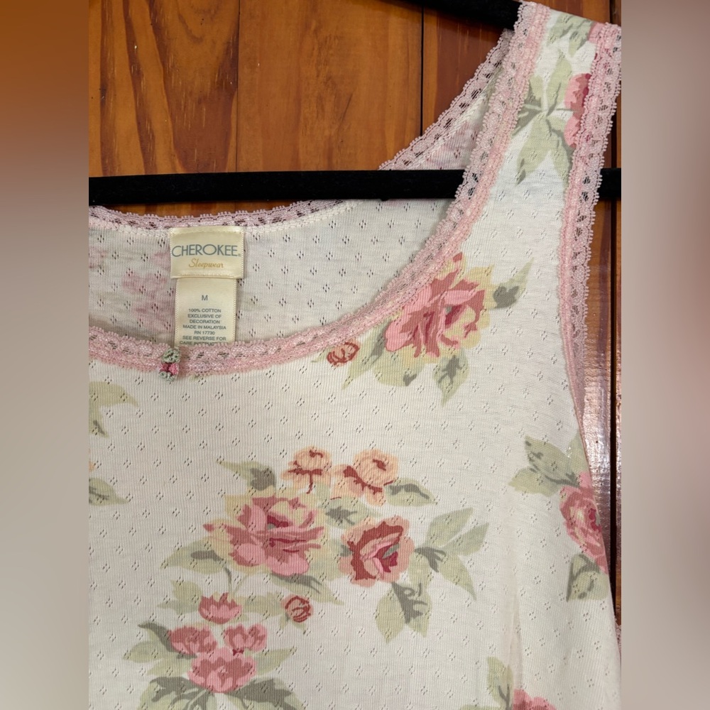 Vintage 100% Cotton Floral Nightgown Cottage Core Whimsy size Medium - Picture 3 of 6
